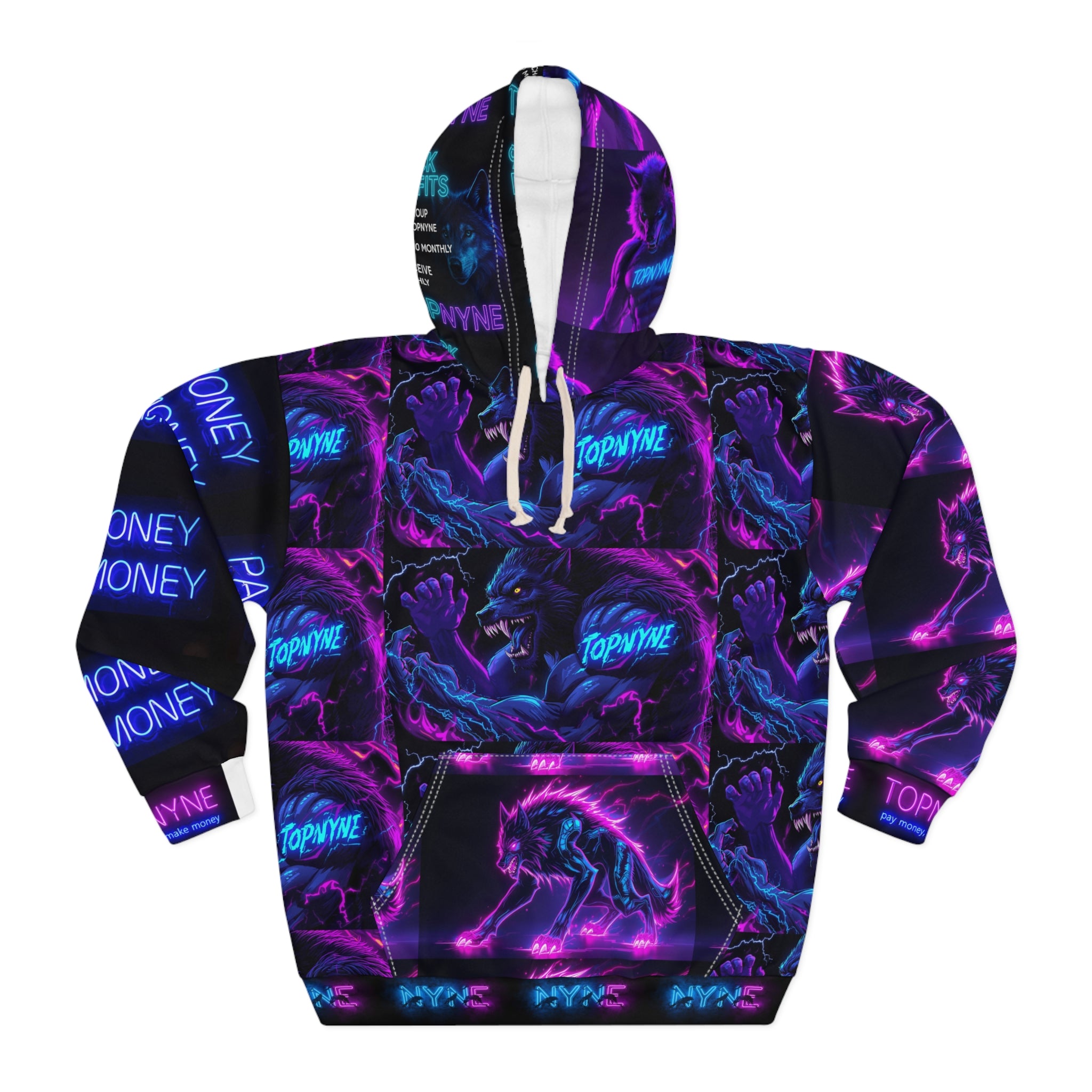Electric Neon Hoodie, AOP Design, Unisex Pullover, Streetwear Fashion, Cool Gift for Holidays