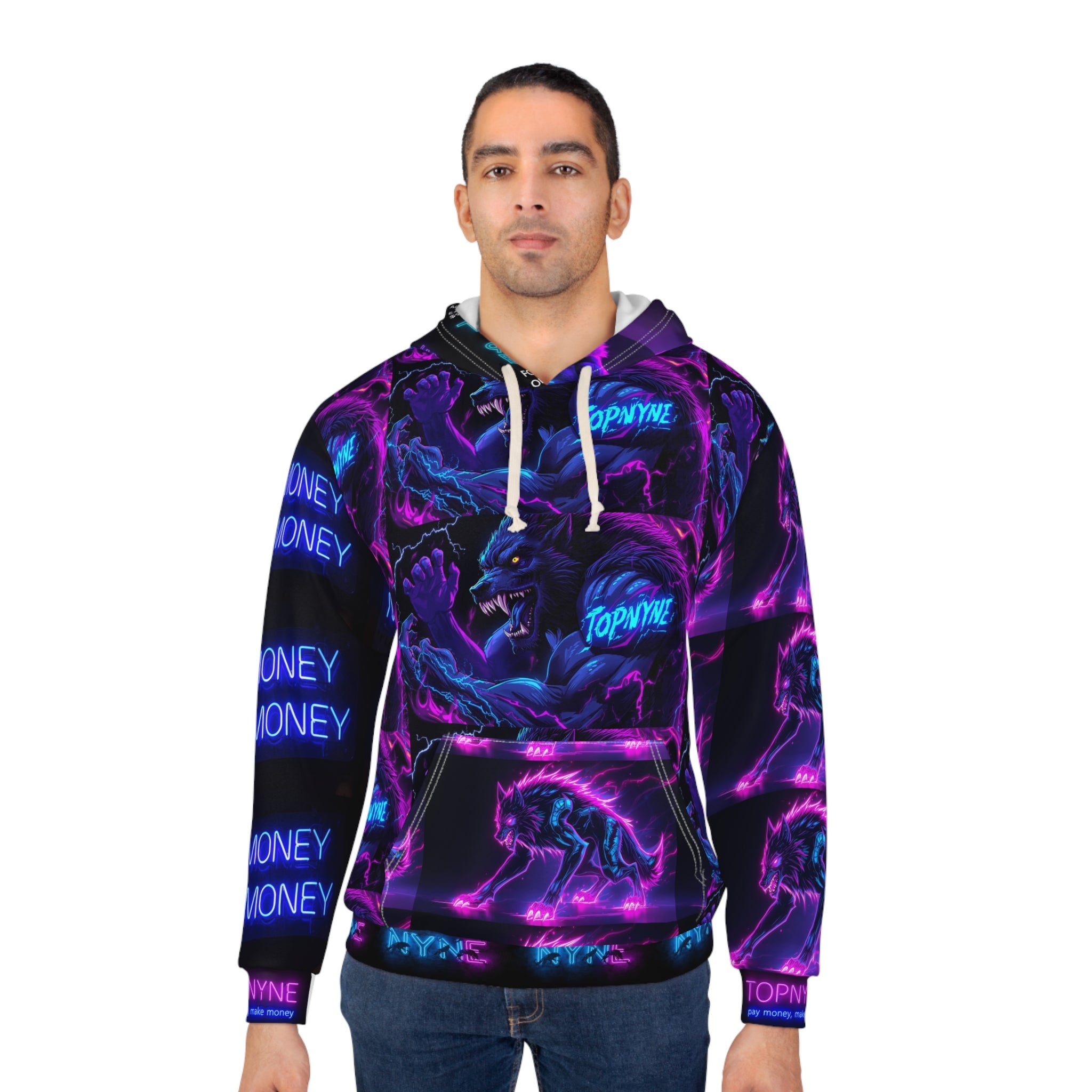 Electric Neon Hoodie, AOP Design, Unisex Pullover, Streetwear Fashion, Cool Gift for Holidays