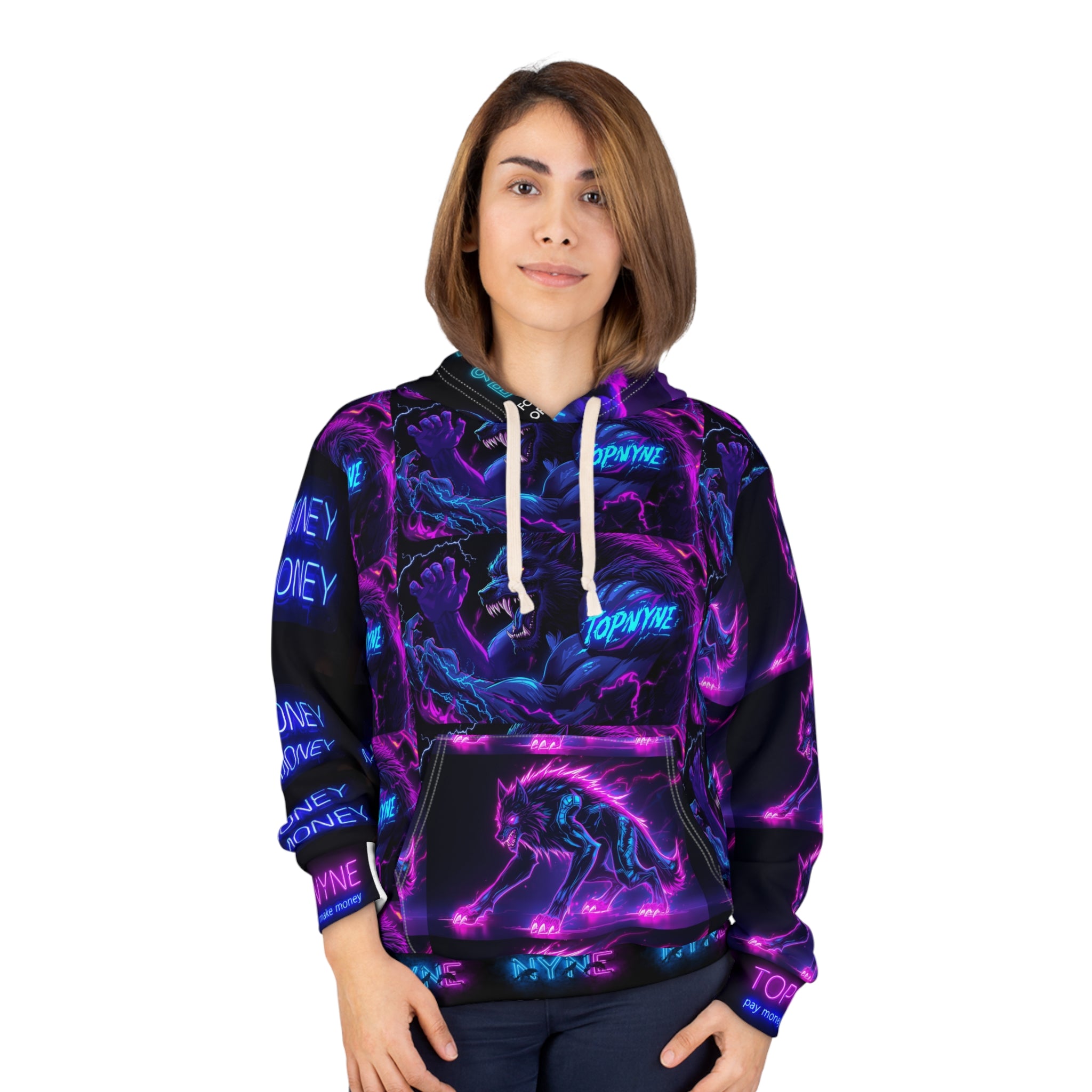 Electric Neon Hoodie, AOP Design, Unisex Pullover, Streetwear Fashion, Cool Gift for Holidays