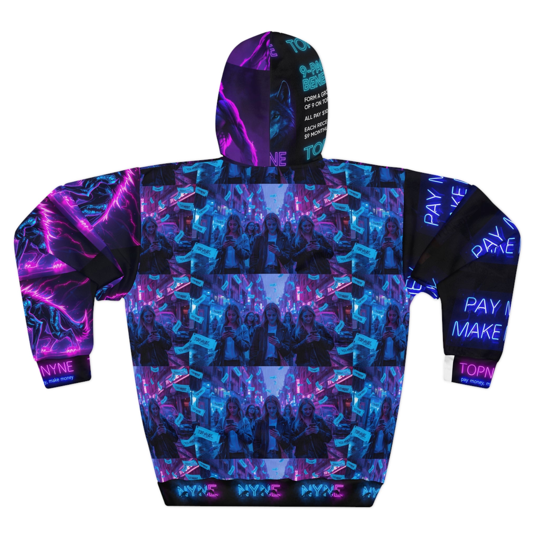 Electric Neon Hoodie, AOP Design, Unisex Pullover, Streetwear Fashion, Cool Gift for Holidays