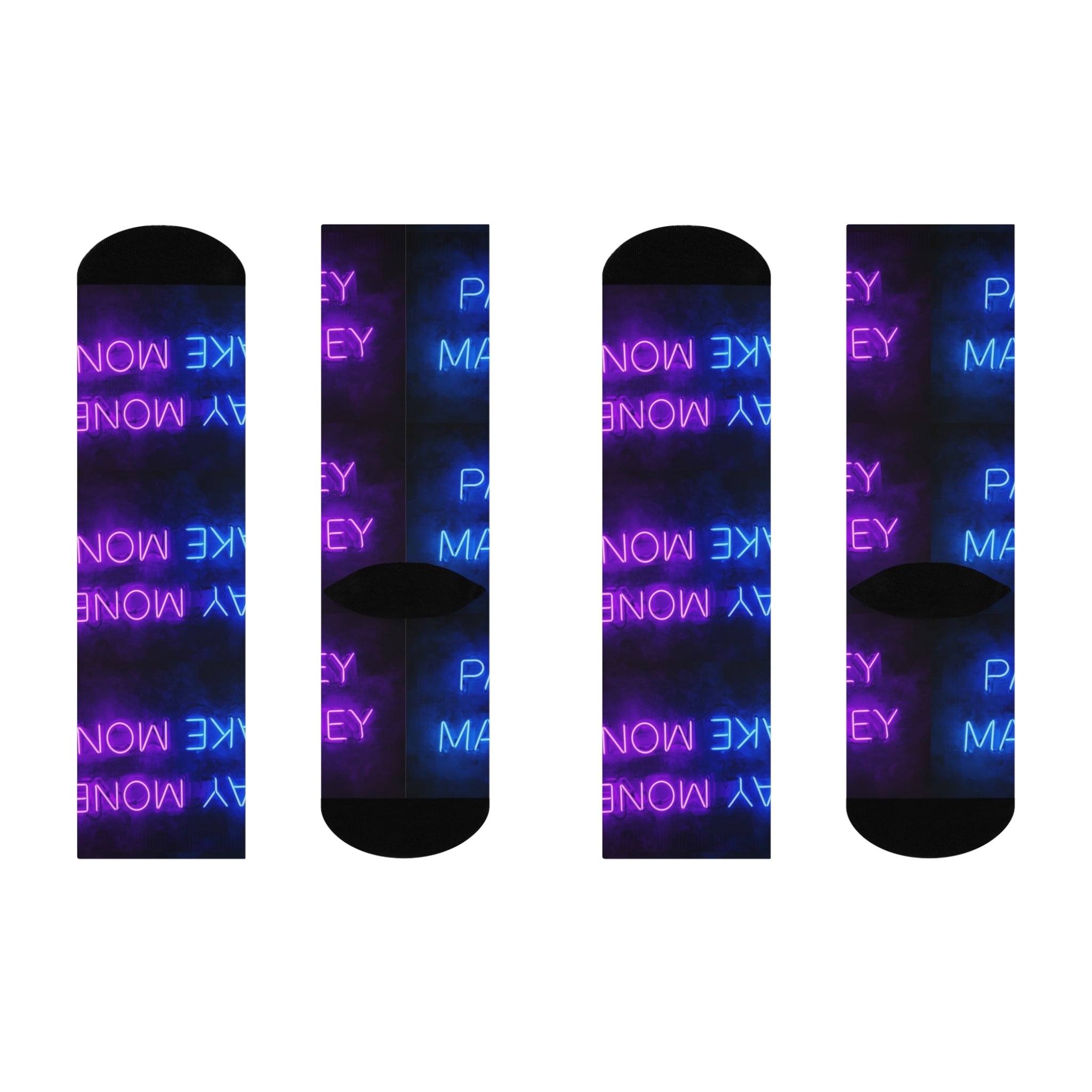 Trendy Cushioned Crew Socks - Neon Money Design for Comfort & Style, Gifts, Fashion Accessories, Everyday Use, Cozy Vibes