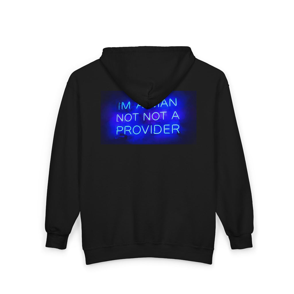 Neon 'TOPNYNE' Zip Hoodie — 'I’m a Man Not Not a Provider' Statement Zip-Up